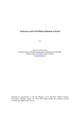 Democracy and Civil-Military Relations in Brazil