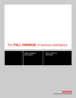 The FULL PROMISE of Business Intelligence