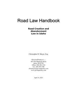 ROAD LAW HANDBOOK © 2020 GIVENS PURSLEY LLP Page I 15068836 11.Doc 8