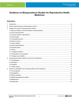 Guidance on Bioequivalence Studies for Reproductive Health Medicines