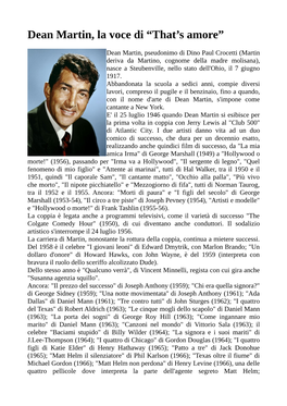 Dean Martin, La Voce Di “That’S Amore”