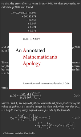 An Annotated Mathematician's Apology