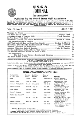 JOURNAL and TURF MANAGEMENT Published by the United States Golf Association © 1961 by United States Golf Association