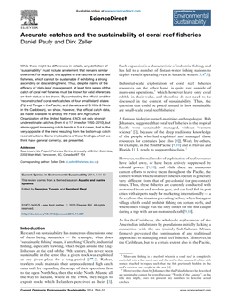 Accurate Catches and the Sustainability of Coral Reef Fisheries