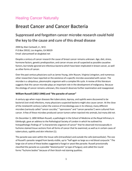 Breast Cancer and Cancer Bacteria