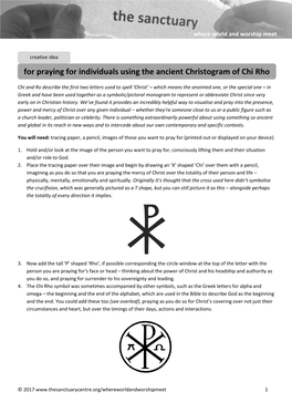 For Praying for Individuals Using the Ancient Christogram of Chi Rho