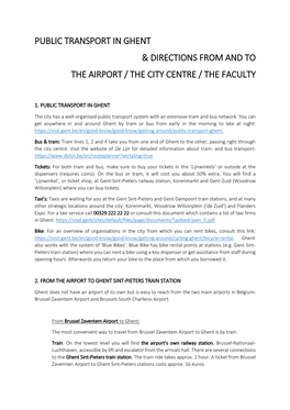 Public Transport in Ghent & Directions from and to the Airport / the City