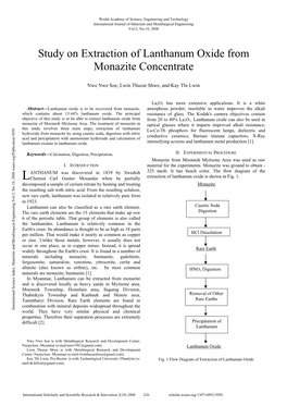 Study on Extraction of Lanthanum Oxide from Monazite Concentrate