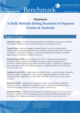 A Daily Bulletin Listing Decisions of Superior Courts of Australia