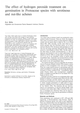 The Effect of Hydrogen Peroxide Treatment on Germination in Proteaceae Species with Serotinous and Nut-Like Achenes