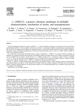 ()-PHCCC, a Positive Allosteric Modulator of Mglur4