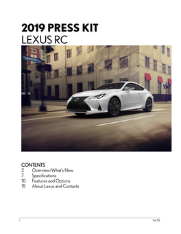 2019 Press Kit Lexus Rc