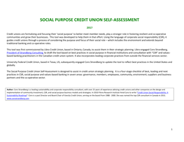 Social Purpose Credit Union Self-Assessment