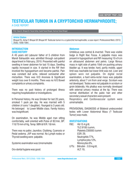 Testicular Tumor in a Cryptorchid Hermaphrodite; a Case Report