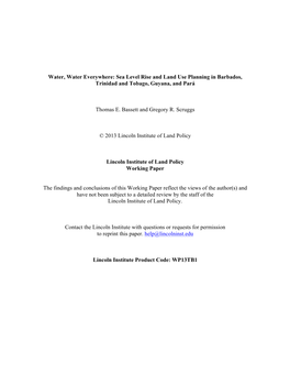 Sea Level Rise and Land Use Planning in Barbados, Trinidad and Tobago, Guyana, and Pará