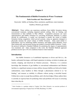 Chapter 1 the Fundamentals of Bubble Formation in Water Treatment