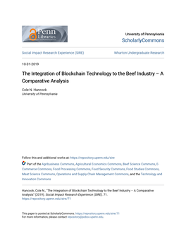 The Integration of Blockchain Technology to the Beef Industry – a Comparative Analysis