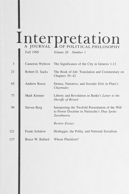 Interpretation: a Journal of Political Philosophy