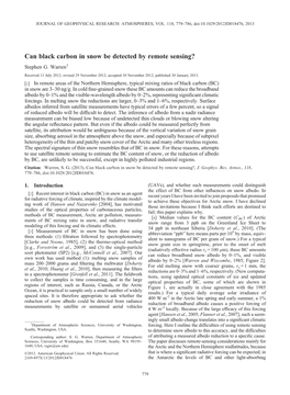 Can Black Carbon in Snow Be Detected by Remote Sensing? Stephen G