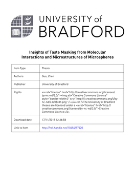 Insights of Taste Masking from Molecular Interactions and Microstructures of Microspheres