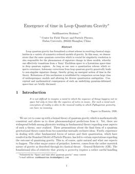 Emergence of Time in Loop Quantum Gravity∗