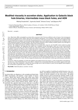 Modified Viscosity in Accretion Disks. Application to Galactic Black Hole