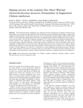 Mating Success of the Endemic Des Murs' Wiretail