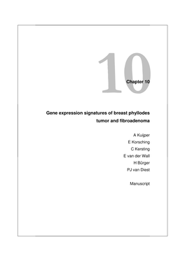 Chapter 10 Gene Expression Signatures of Breast Phyllodes