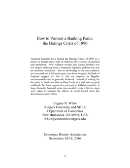 How to Prevent a Banking Panic: the Barings Crisis of 1890