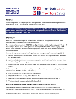 NOAC-Doacs Perioperative Management