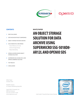 An Object Storage Solution for Data Archive Using Supermicro SSG-5018D8-AR12L and Openio SDS