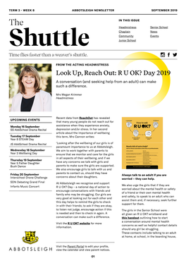 Look Up, Reach Out: R U OK? Day 2019 a Conversation (And Seeking Help from an Adult) Can Make Such a Difference