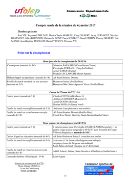 Compte Rendu De La Réunion Du 6 Janvier 2017 Point