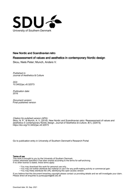 Reassessment of Values and Aesthetics in Contemporary Nordic Design Skou, Niels Peter; Munch, Anders V