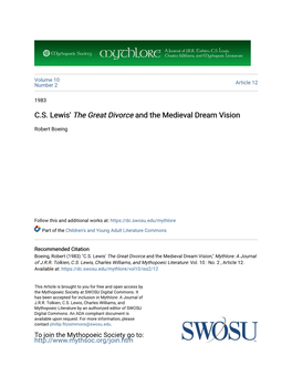 C.S. Lewis' <I>The Great Divorce</I> and the Medieval Dream Vision