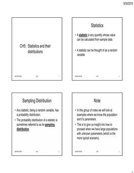 Statistics Sampling Distribution Note