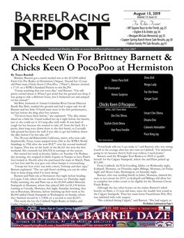 A Needed Win for Brittney Barnett & Chicks Keen O Pocopoo at Hermiston