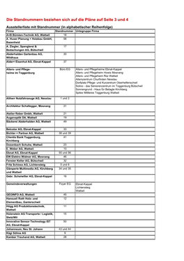 Die Standnummern Beziehen Sich Auf Die Pläne Auf Seite 3 Und 4