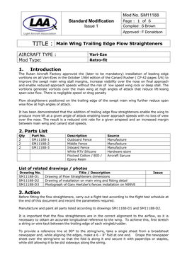 SM11188 Standard Modification Page : 1 of 6 Issue 1 Compiled : S Brown Approved : F Donaldson