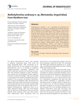 JOURNAL of NEMATOLOGY Nothotylenchus Andrassy N. Sp. (Nematoda: Anguinidae) from Northern Iran