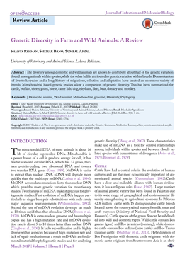 Genetic Diversity in Farm and Wild Animals: a Review