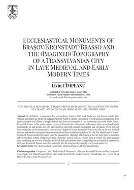 Ecclesiastical Monuments of Brașov/Kronstadt/Brassó and the (Imagined) Topography of a Transylvanian City in Late Medieval and Early Modern Times