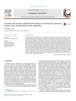 A Simple and Accurate Sandwich Plate Theory Accounting for Transverse Normal Strain and Interfacial Stress Continuity ⇑ X