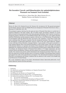 Und Klimacharakter Der Spätmittelpleistozänen Warmzeit Von Neumark Nord (Geiseltal)
