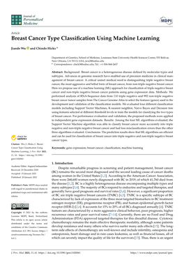 Breast Cancer Type Classification Using Machine Learning