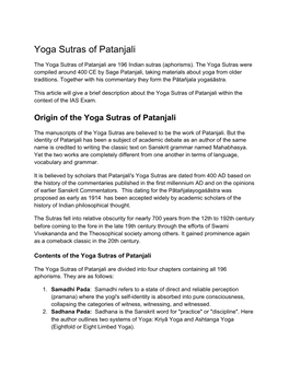 Yoga Sutras of Patanjali