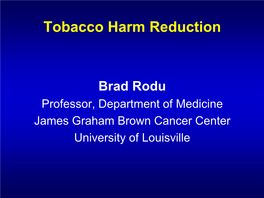 Tobacco Harm Reduction