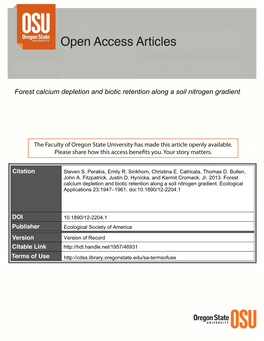 Forest Calcium Depletion and Biotic Retention Along a Soil Nitrogen Gradient