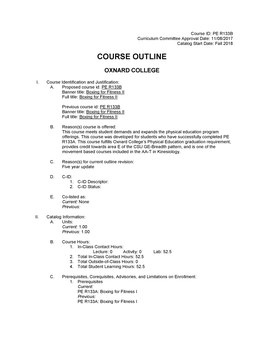 Oxnard Course Outline