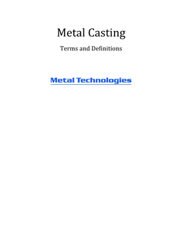 Metal Casting Terms and Definitions